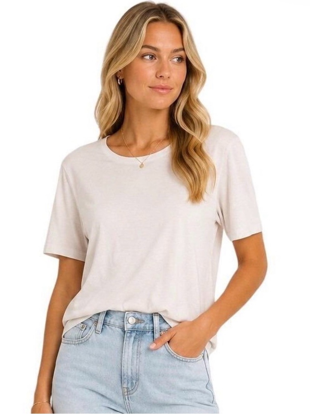 Eileen Fisher 100% Cotton White Short-Sleeve Crewneck Tee - Relaxed Fit Sz Large